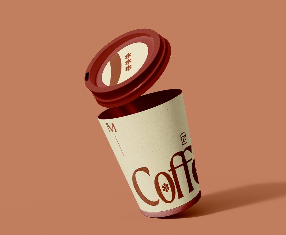 一次性纸质咖啡杯包装样机模板 Paper Coffee Cup Mockup