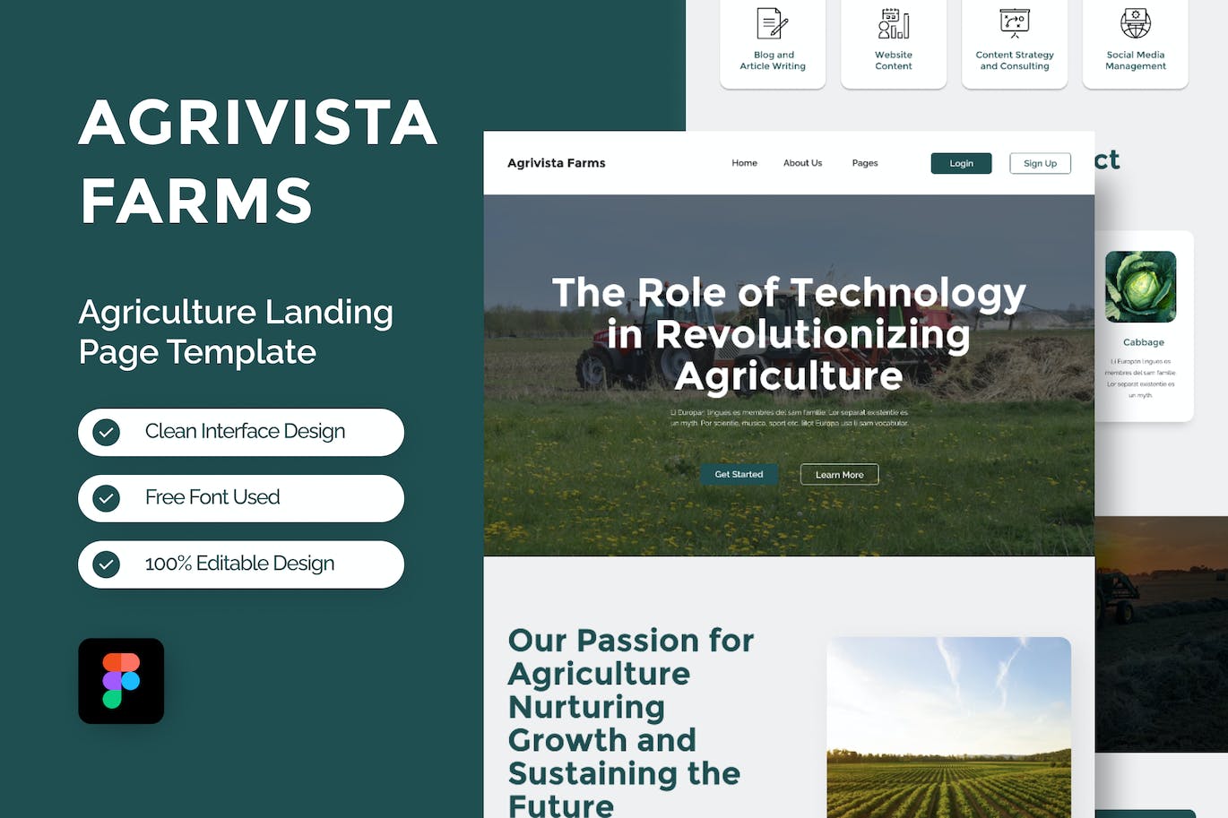 农场农业网站着陆页Figma模板 Agrivista &#8211; Farm Agriculture Landing Page Figma