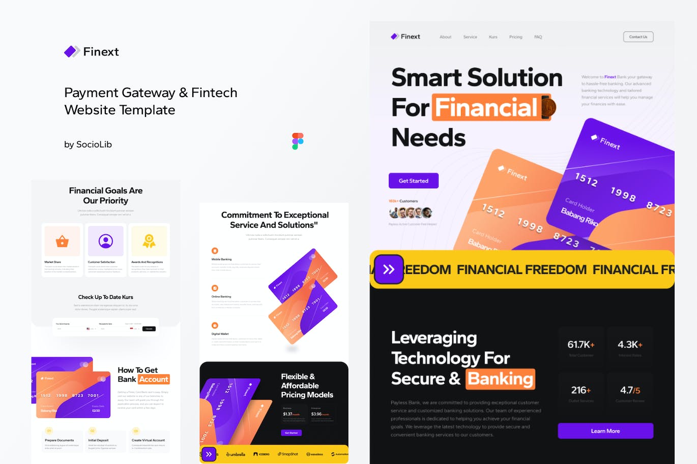 支付网关和金融科技网站设计UI模板 Finext Payment Gateway &amp; Fintech Website Template