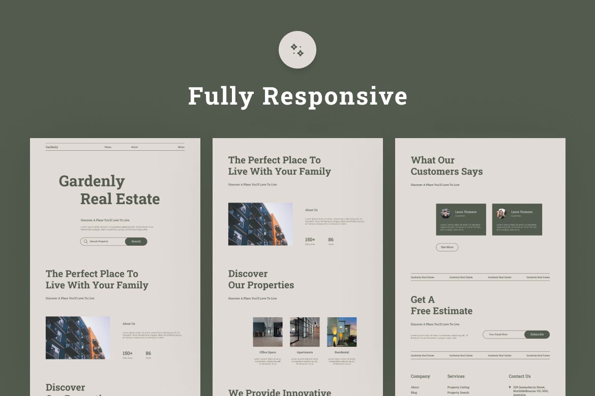 房地产网站着陆页Figma模板 Gardenly Gray Real Estate Landing Page Figma