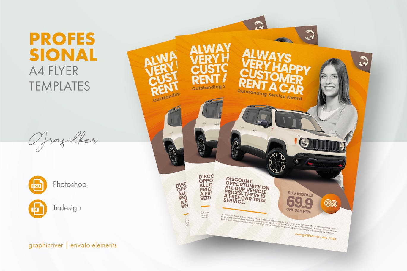 租车服务推广宣传单设计 Rent A Car Flyer Templates