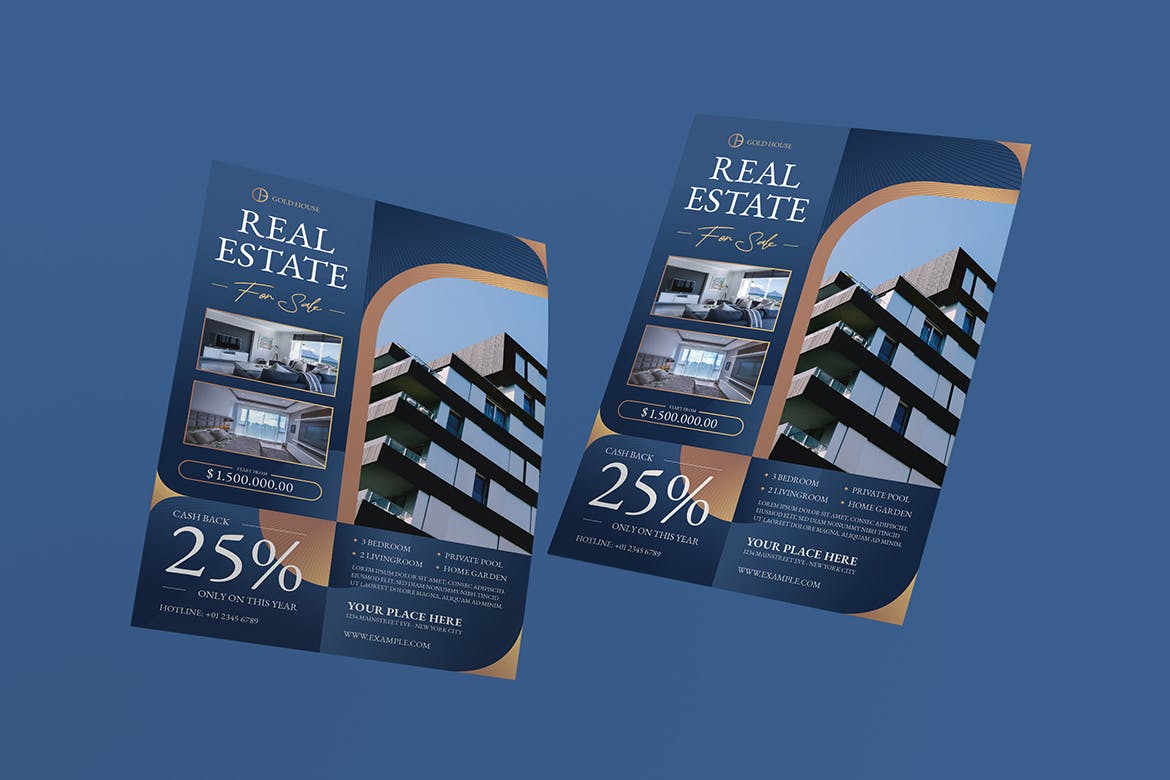 现代房地产推广传单模板 Modern Real Estate Flyer Template