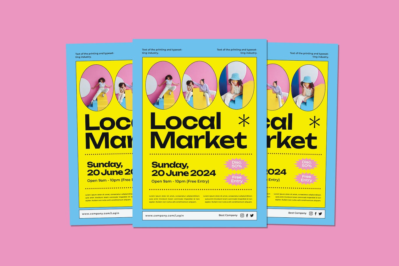 服装市场海报设计模板 Fresh Market Flyers