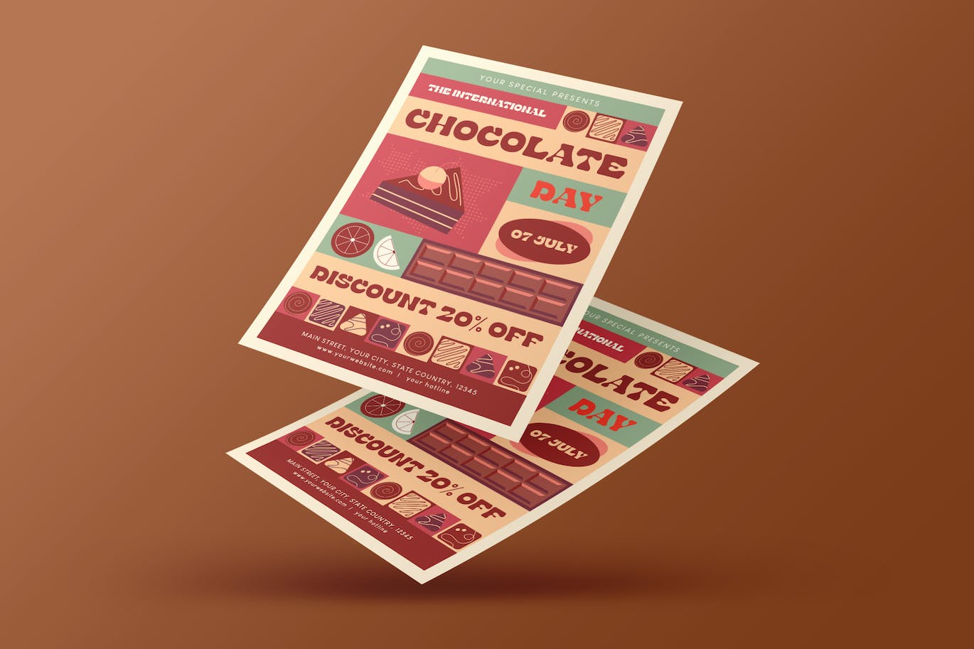 世界巧克力日宣传单模板 World Chocolate Day Flyer