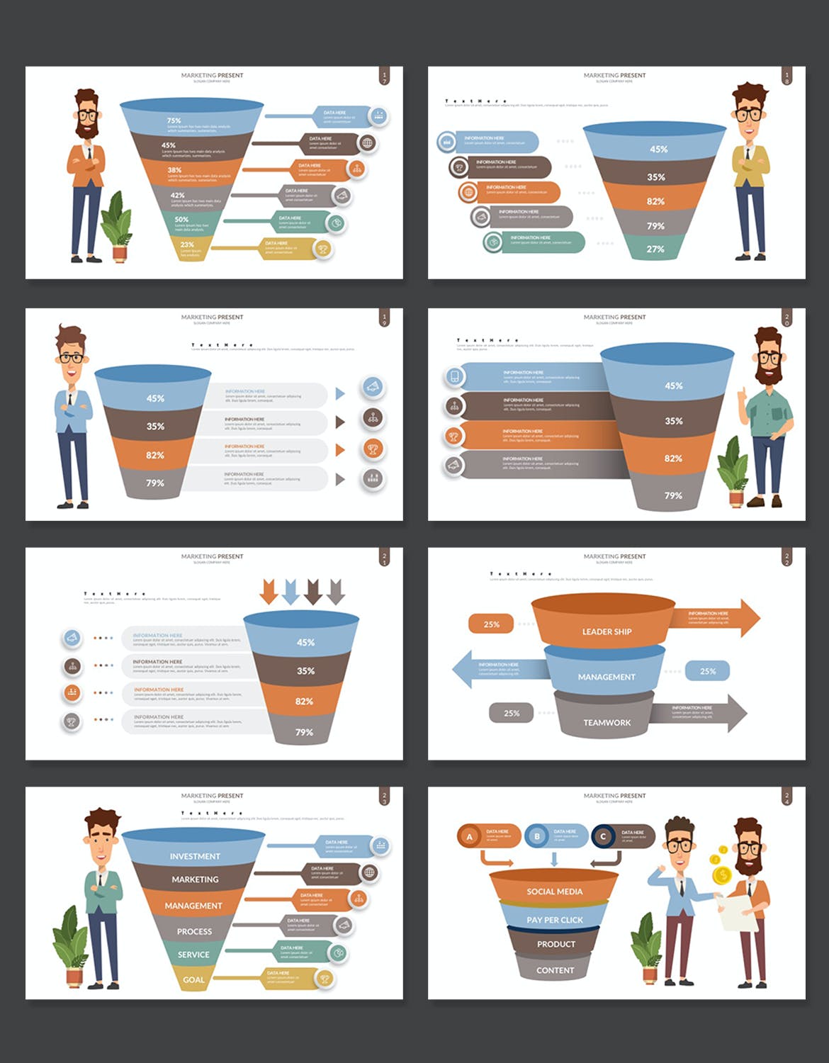 漏斗信息图表演示Keynote模板 Funnel Keynote Infographic Templates