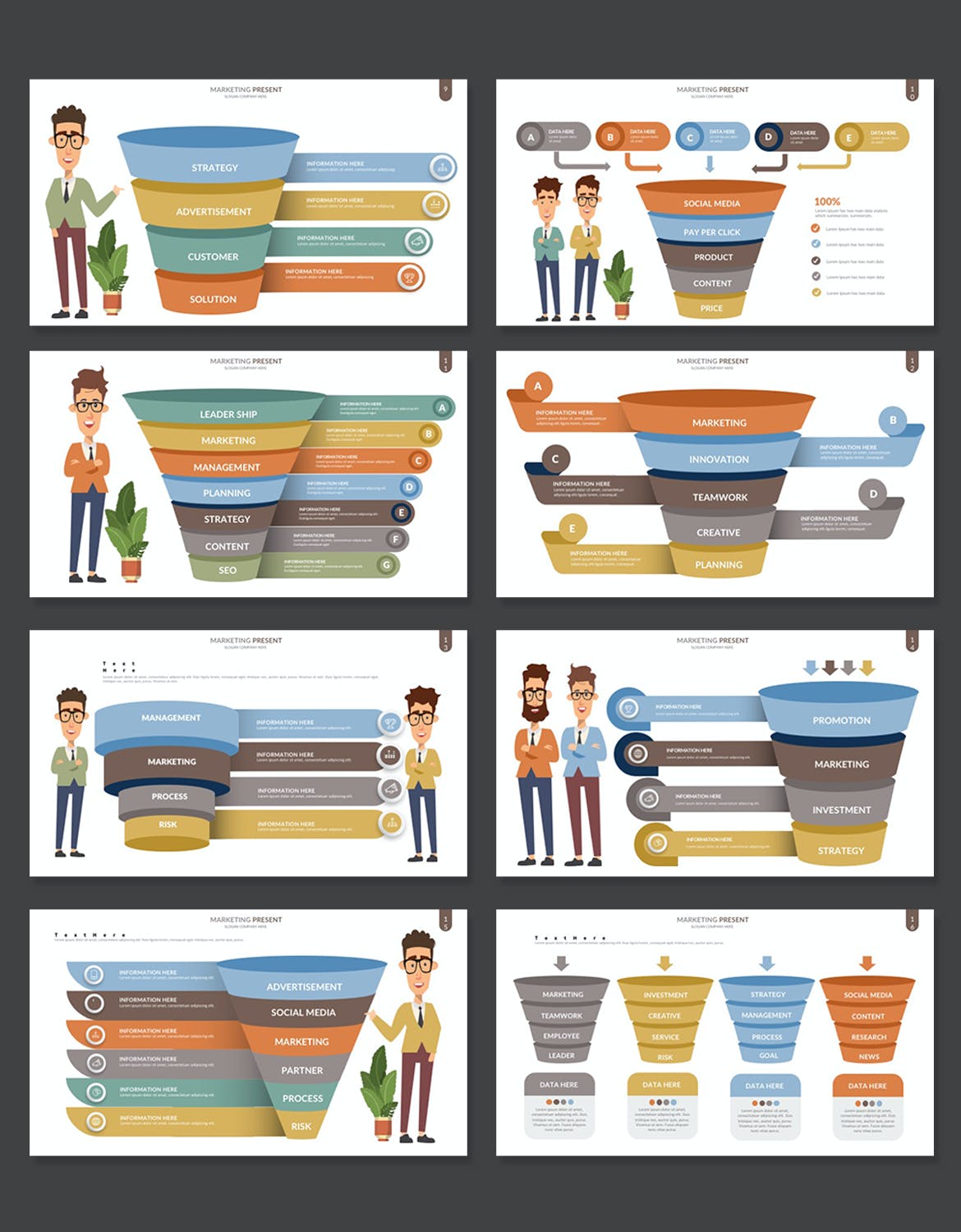 漏斗信息图表演示Keynote模板 Funnel Keynote Infographic Templates