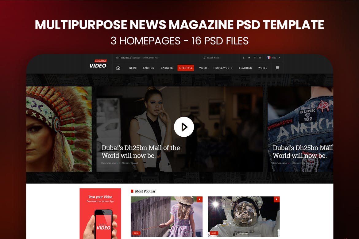 新闻杂志公司网站设计PSD模板 News Magazine &#8211; PSD Template