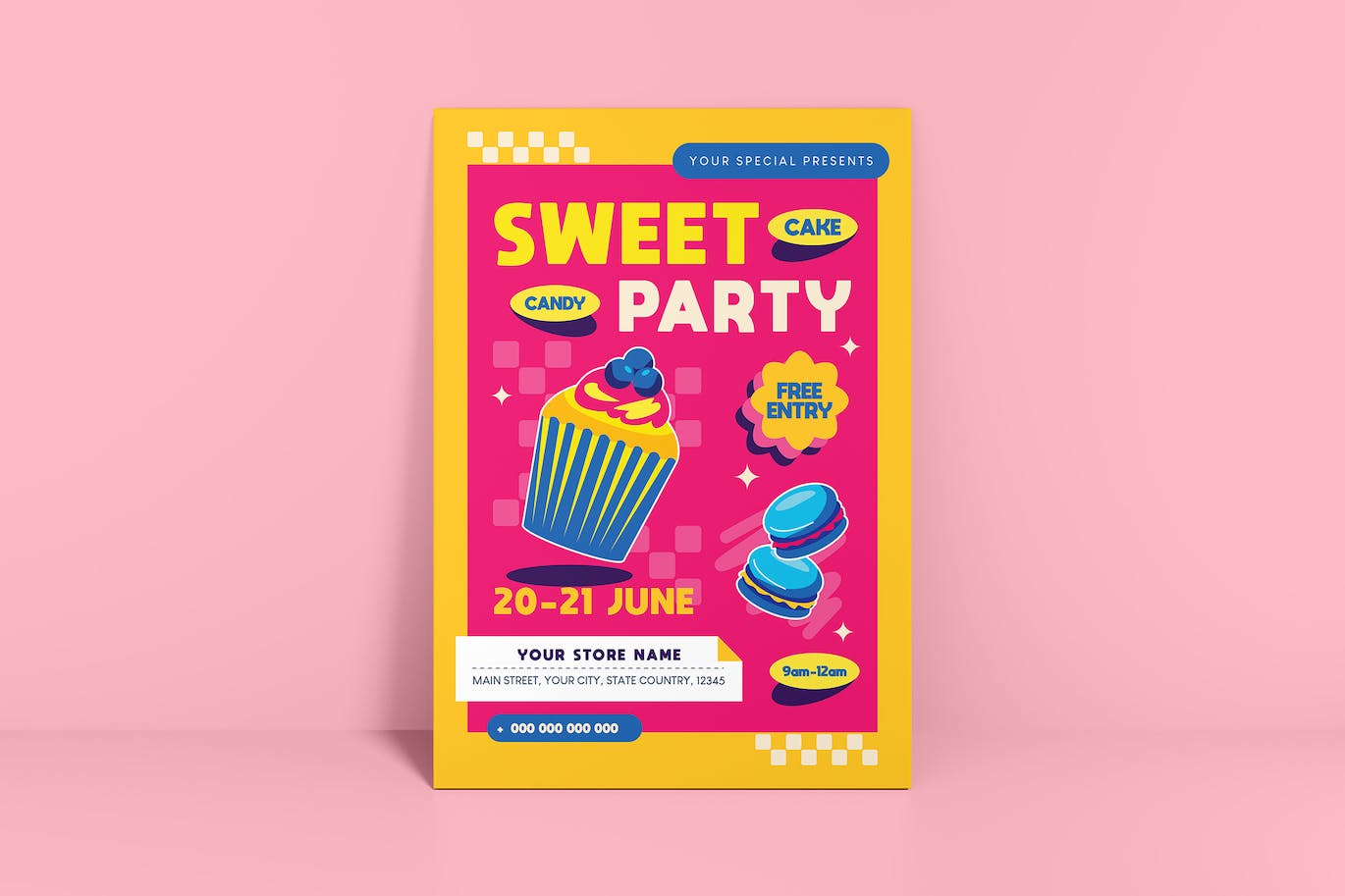 甜品食品派对海报设计模板 Sweet Party Flyer