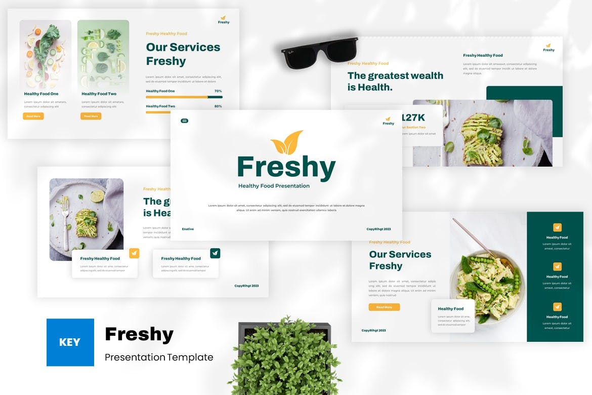 健康食品消费者指南Keynote幻灯片设计模板 Freshy &#8211; Healthy Food Keynote Template