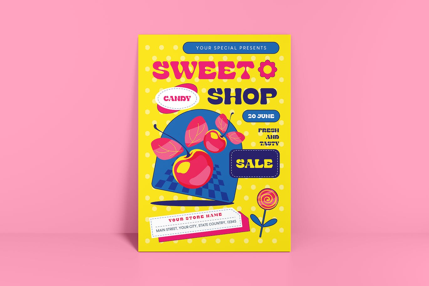 糖果店促销海报设计 Sweet Shop Sale Flyer