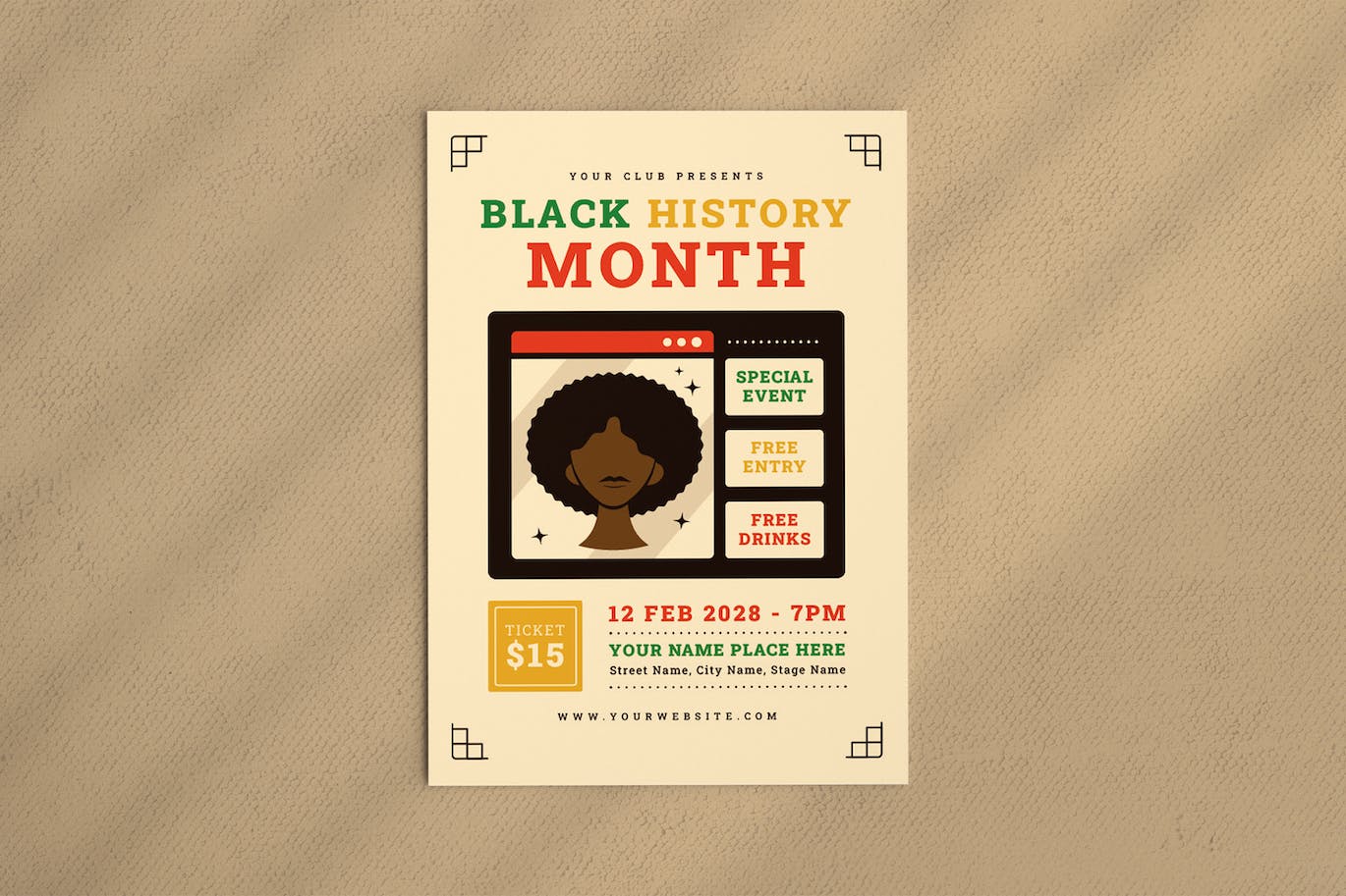 黑人历史月海报模板下载  Black History Month Flyer