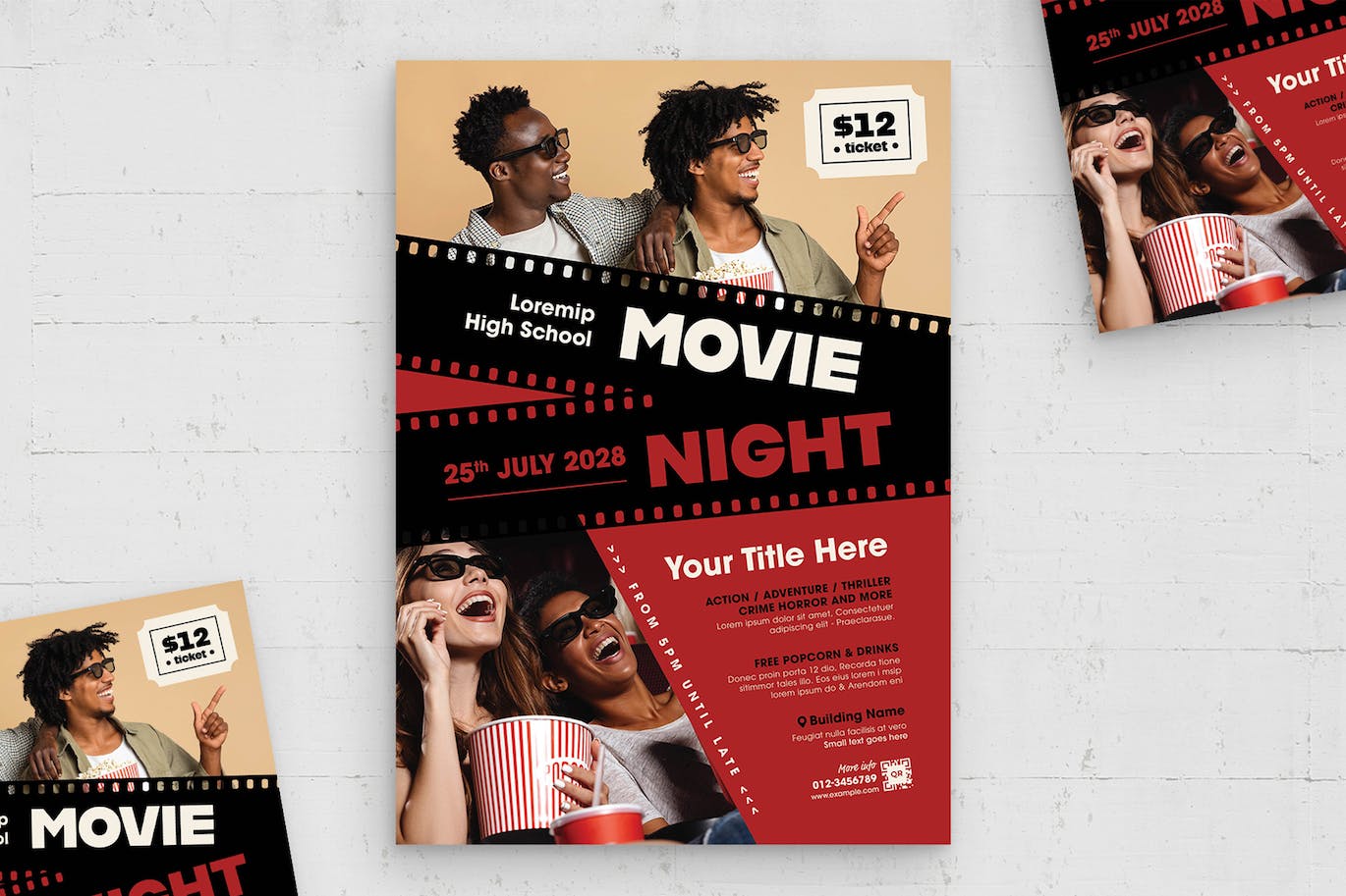 电影之夜海报传单模板 Movie Night Flyer Template