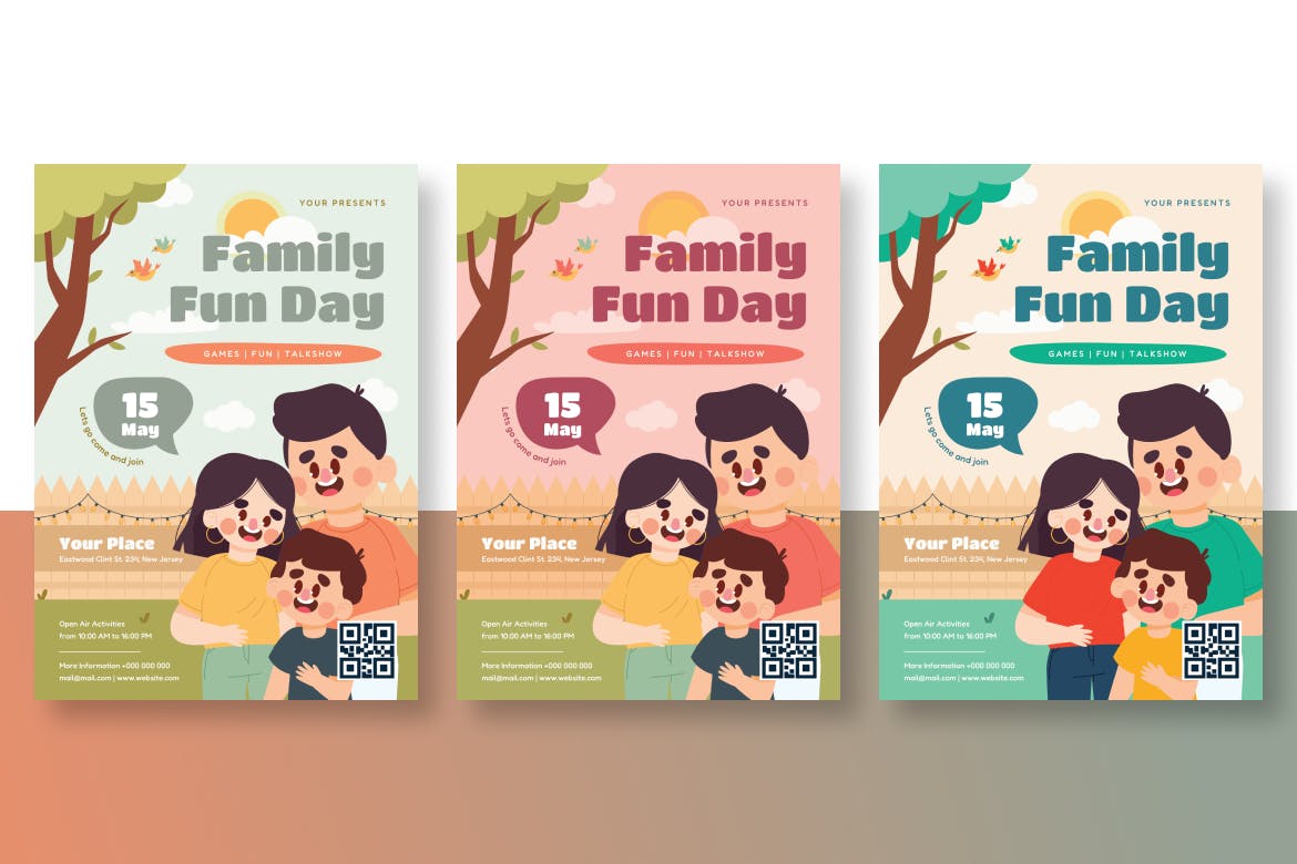 家庭欢乐日传单 Ai 和 EPS 模板 Family Fun Day Flyer Ai &#038; EPS Template