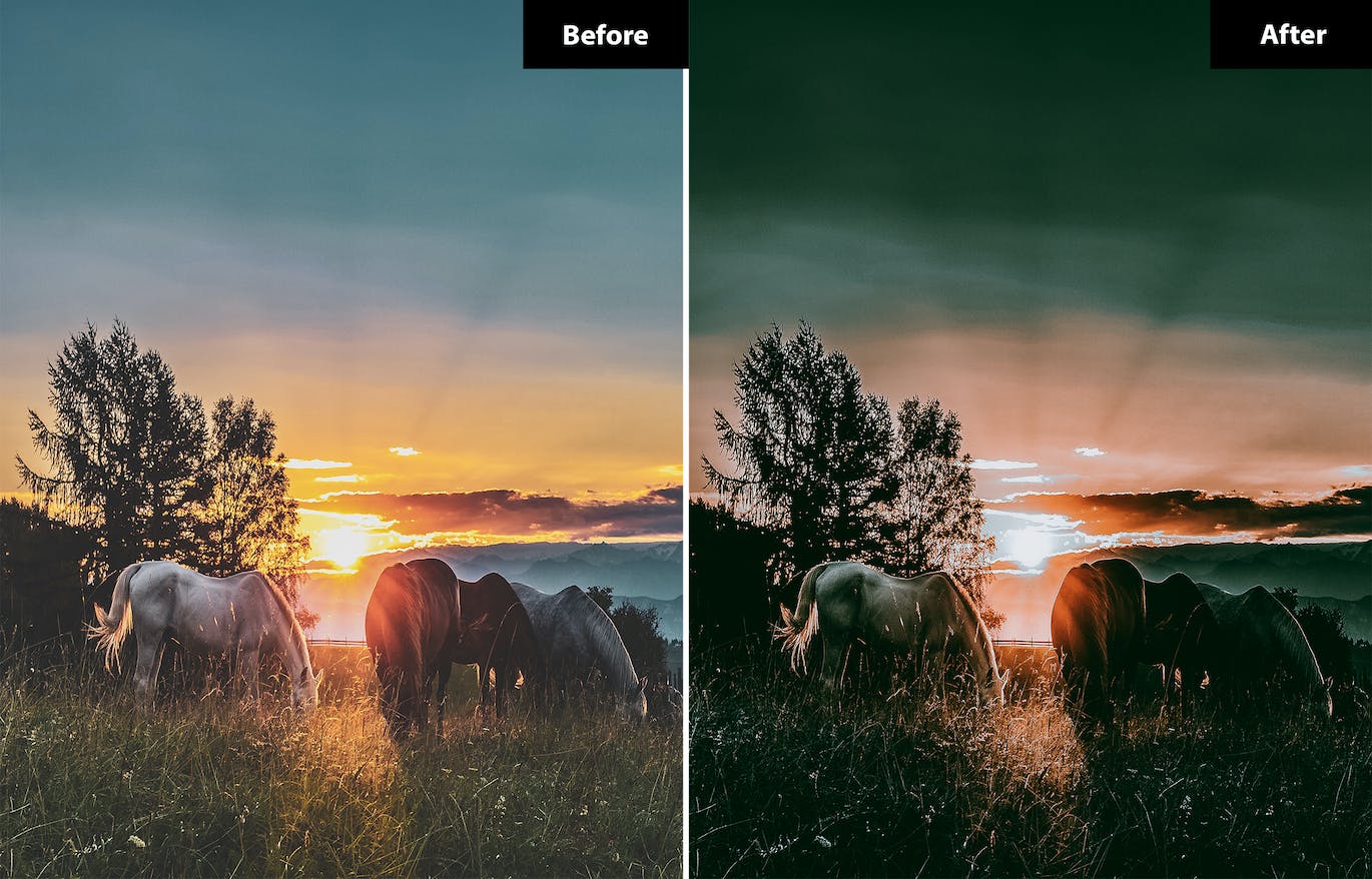 6 个日落照片后期效果处理 Lightroom 和 Photoshop 预设 6 Sunset Lightroom and Photoshop Presets