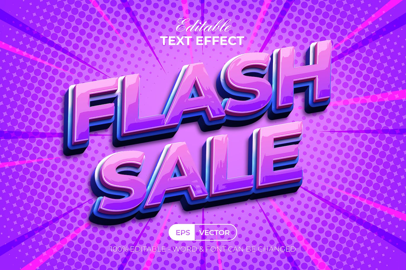 闪购文字 3D 文字样式（AI） Flash Sale Text Effect 3D Style