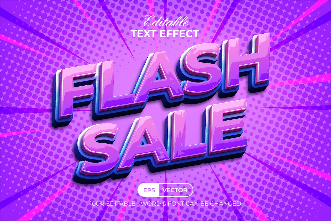 闪购文字 3D 文字样式（AI） Flash Sale Text Effect 3D Style