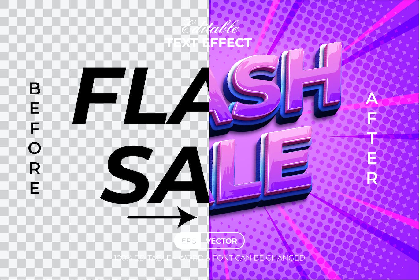 闪购文字 3D 文字样式（AI） Flash Sale Text Effect 3D Style