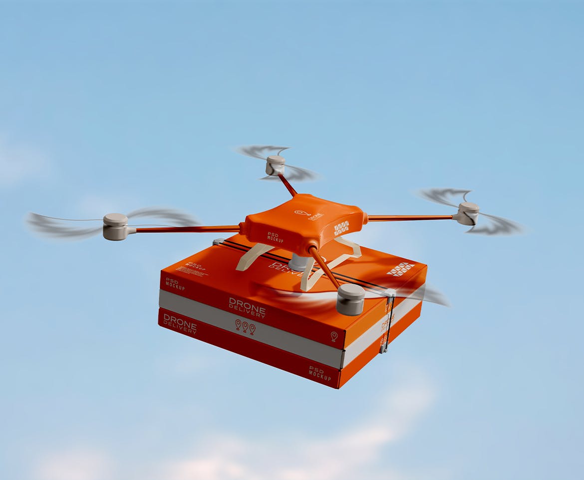 送货无人机样机 Delivery Drone Mockup