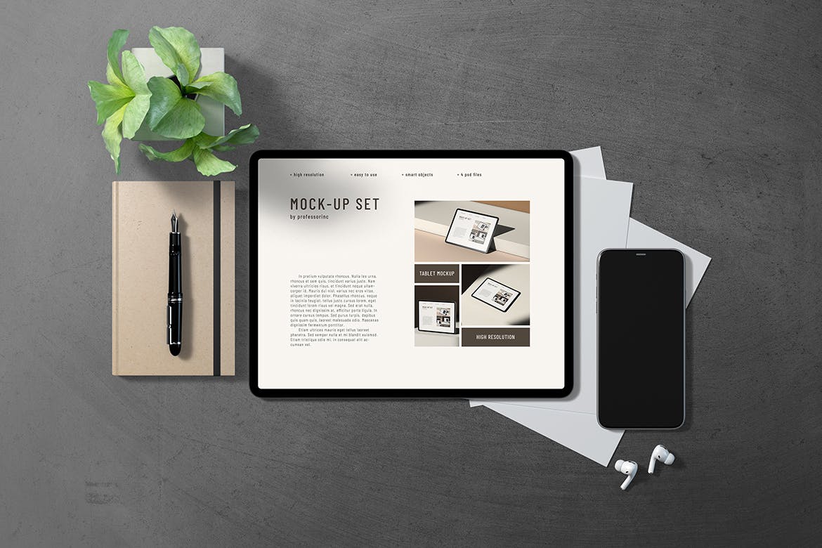 iPad 屏幕预览样机集 Landscape iPad Screen Mockup Set