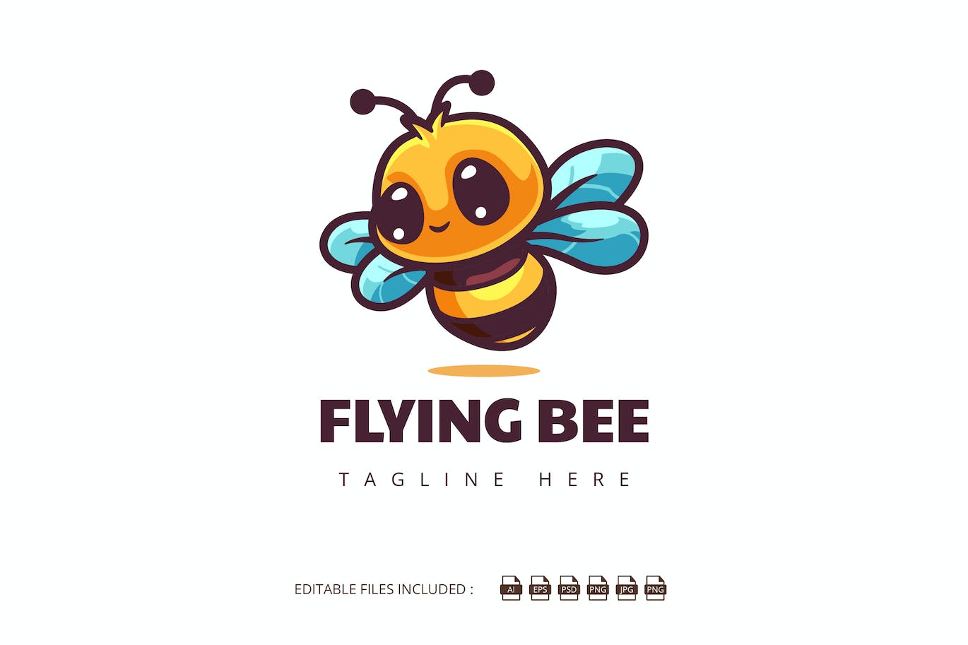 蜜蜂卡通吉祥物Logo标志模板 bee mascot logo character