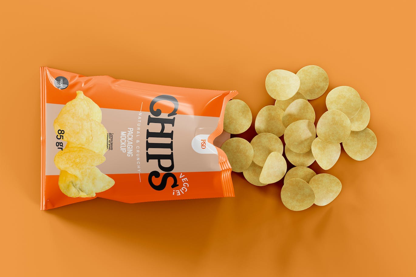 薯片充气食品包装样机 Potato Chips Packaging Mockup