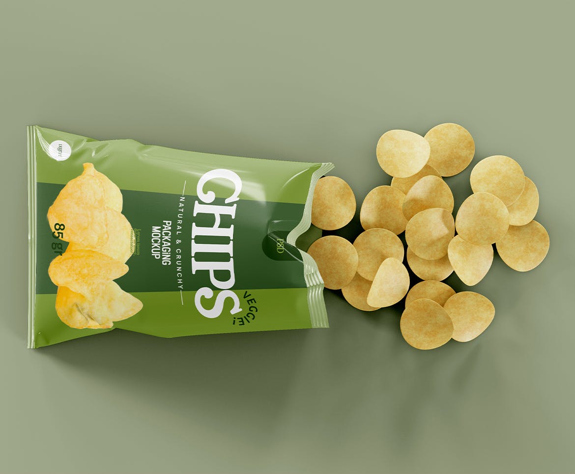 薯片充气食品包装样机 Potato Chips Packaging Mockup