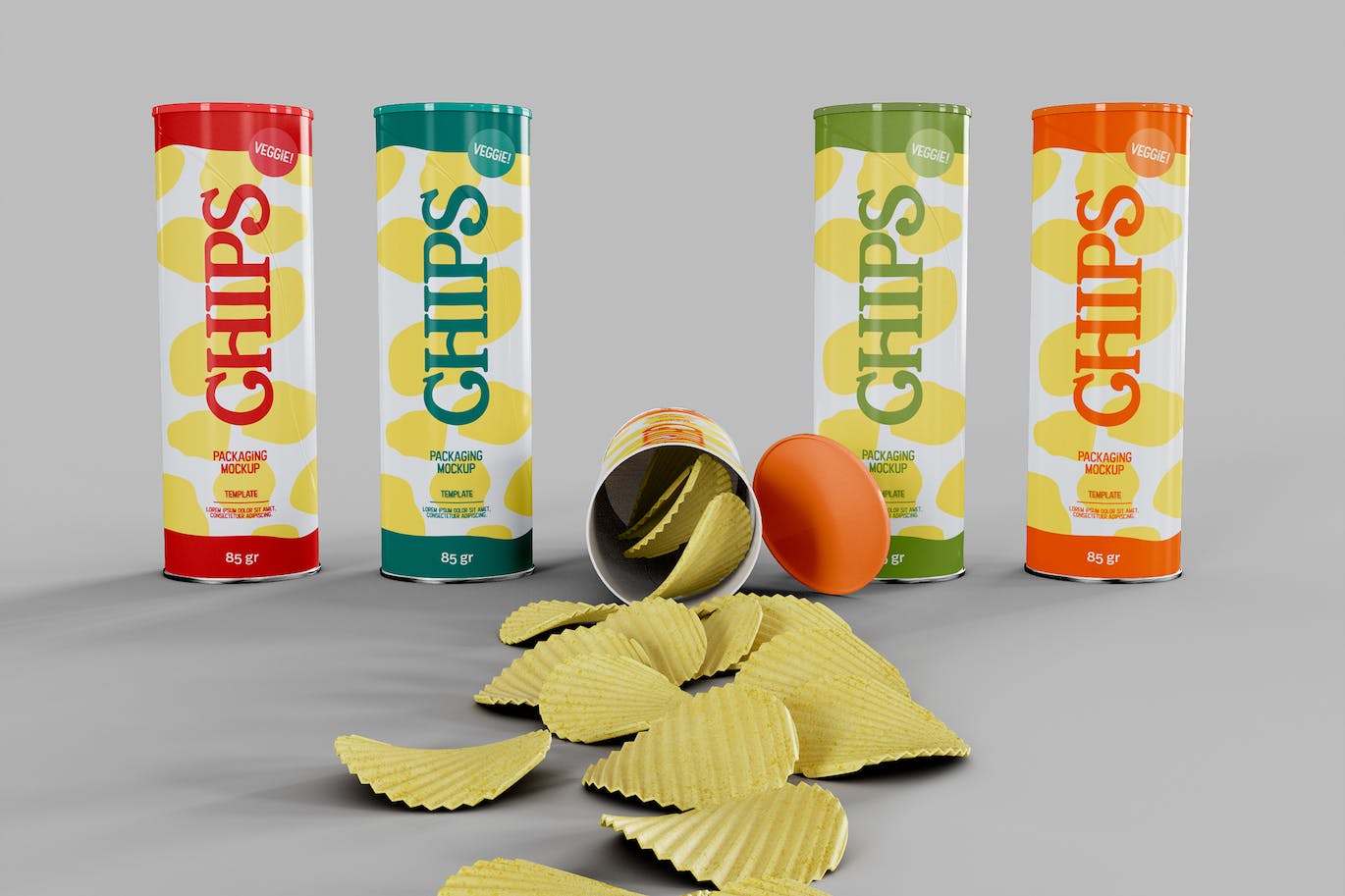 薯片包装样机 Potato Chips Paper Tube Mockup