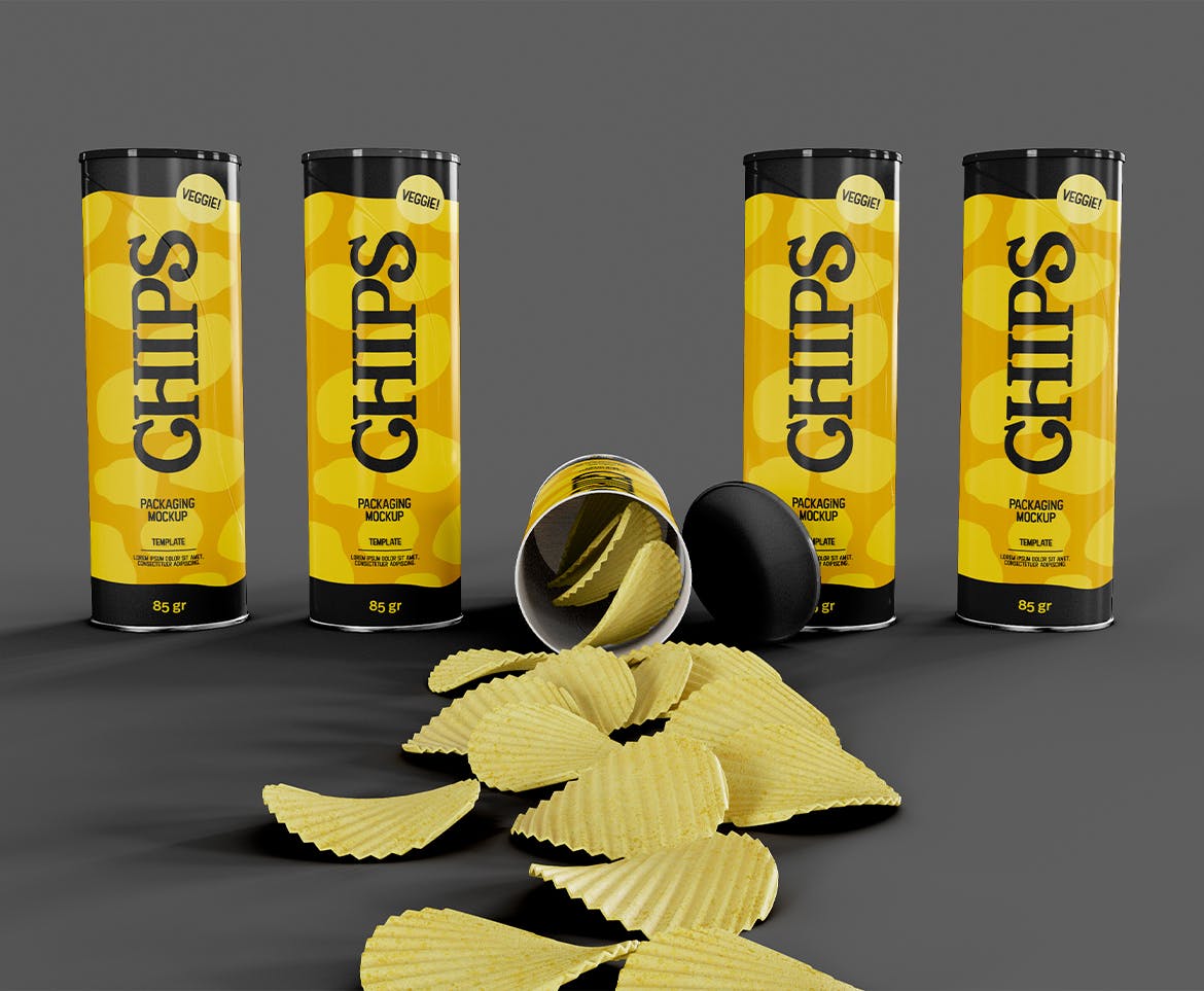 薯片包装样机 Potato Chips Paper Tube Mockup