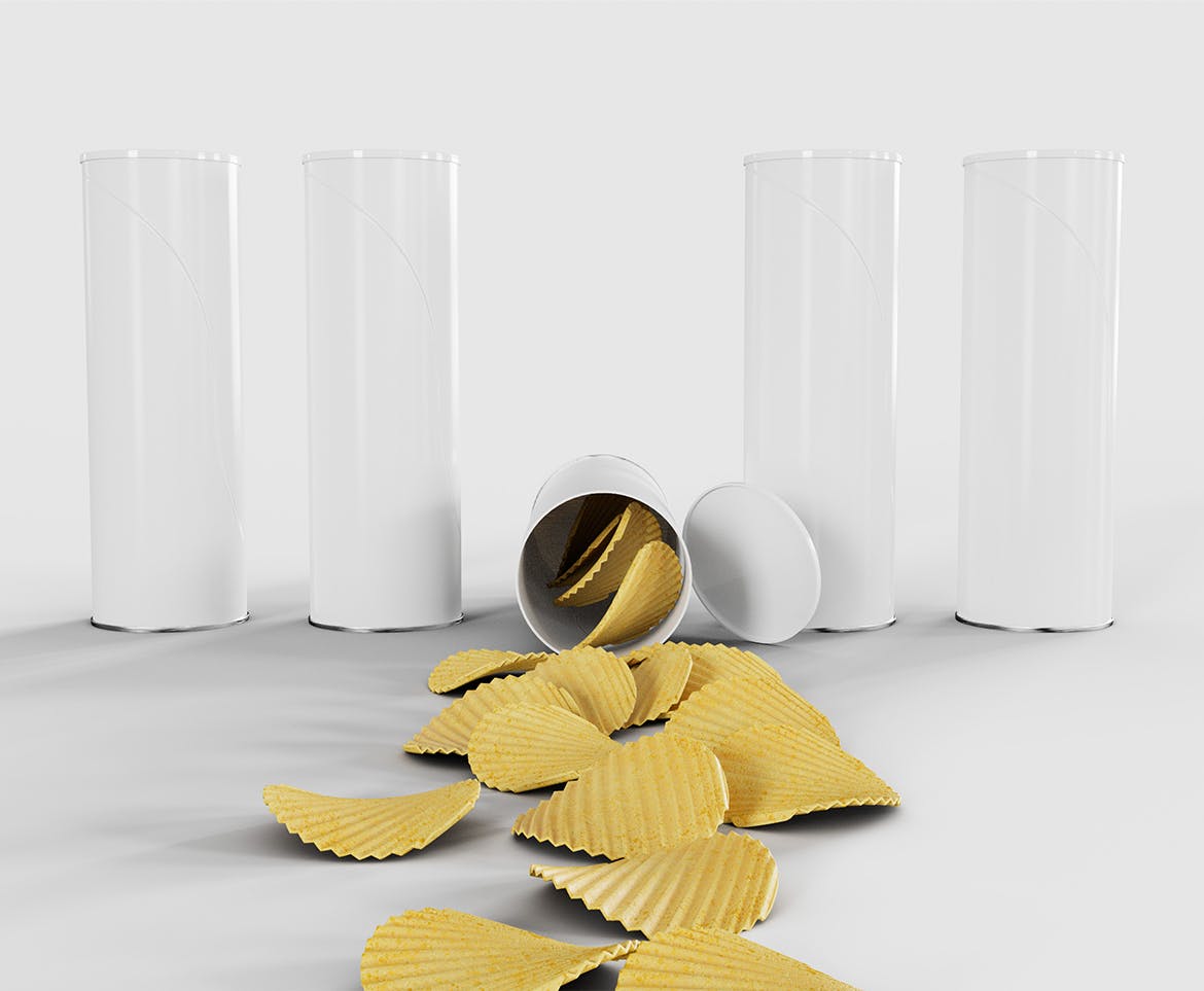 薯片包装样机 Potato Chips Paper Tube Mockup