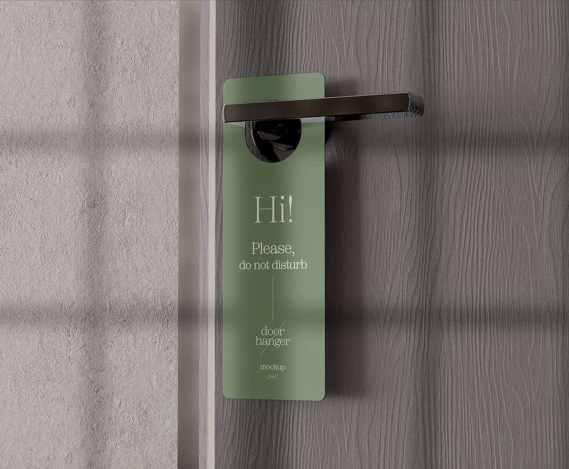 长方形门挂提示牌设计预览样机 Door Hanger Mockup