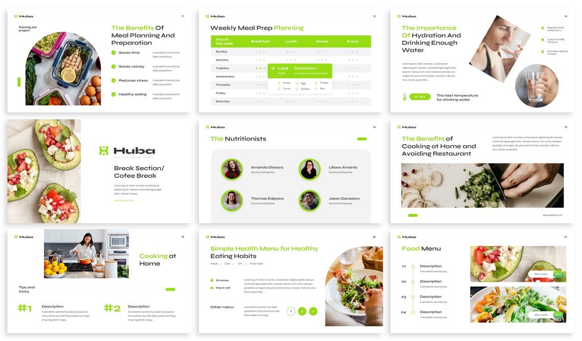 健康生活蔬菜Google幻灯片模板 Huba &#8211; Vegetable Google Slides Template