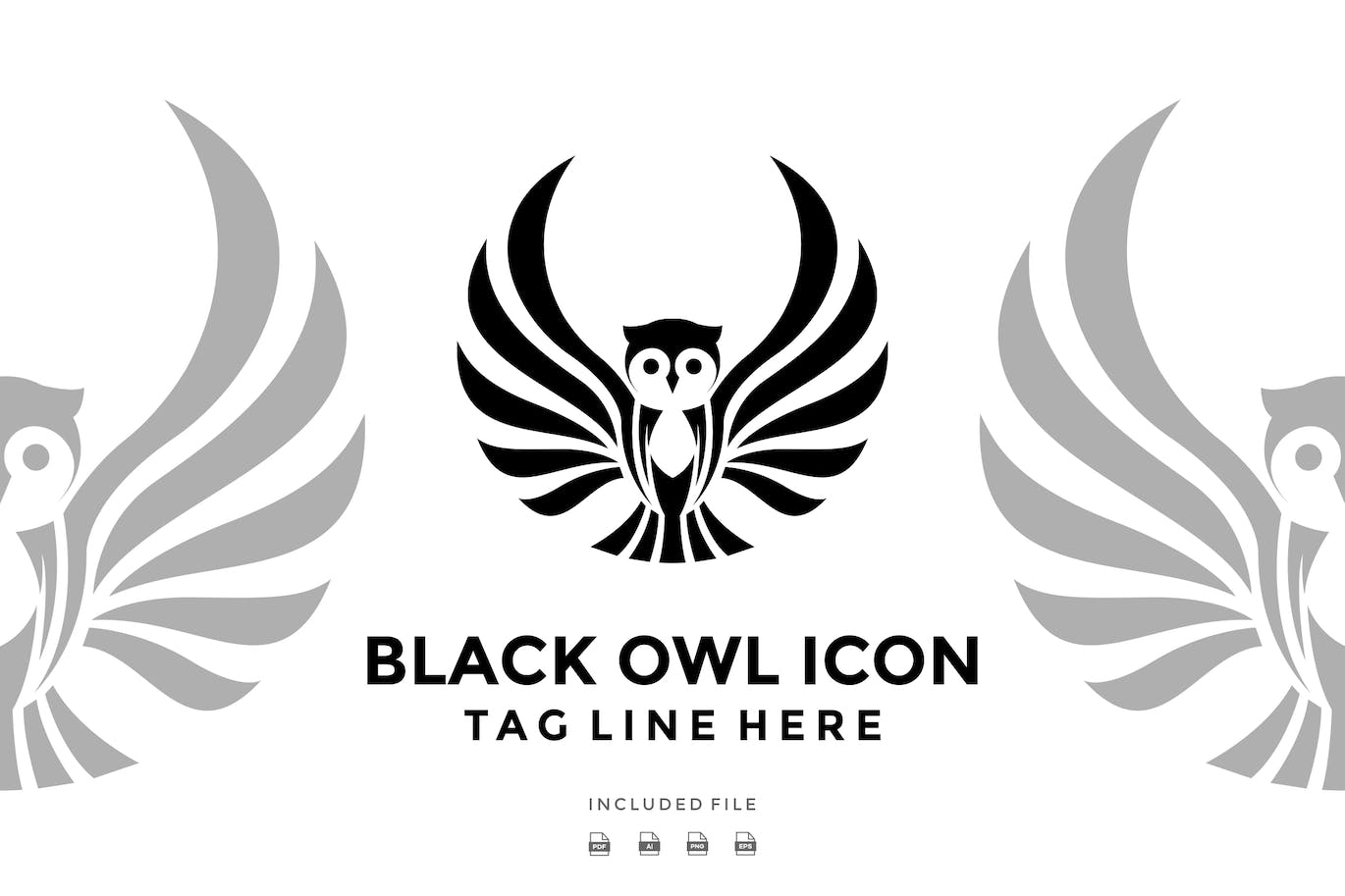 黑色猫头鹰矢量标志Logo设计模板 Black Owl Vector Logo