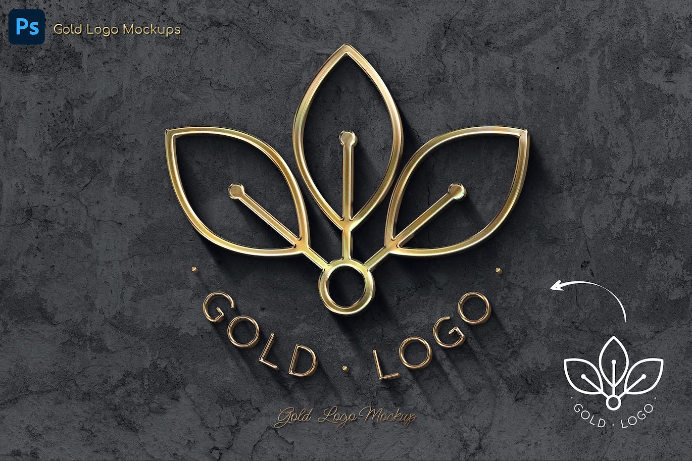 金色文字和品牌标志样机模板 Gold Text and Logo Templates