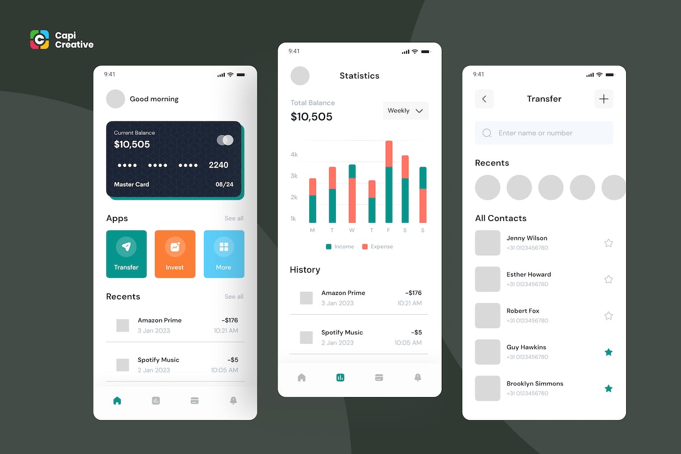 银行移动应用程序UI概念模板 Banking App &#8211; Mobile App UI Concept