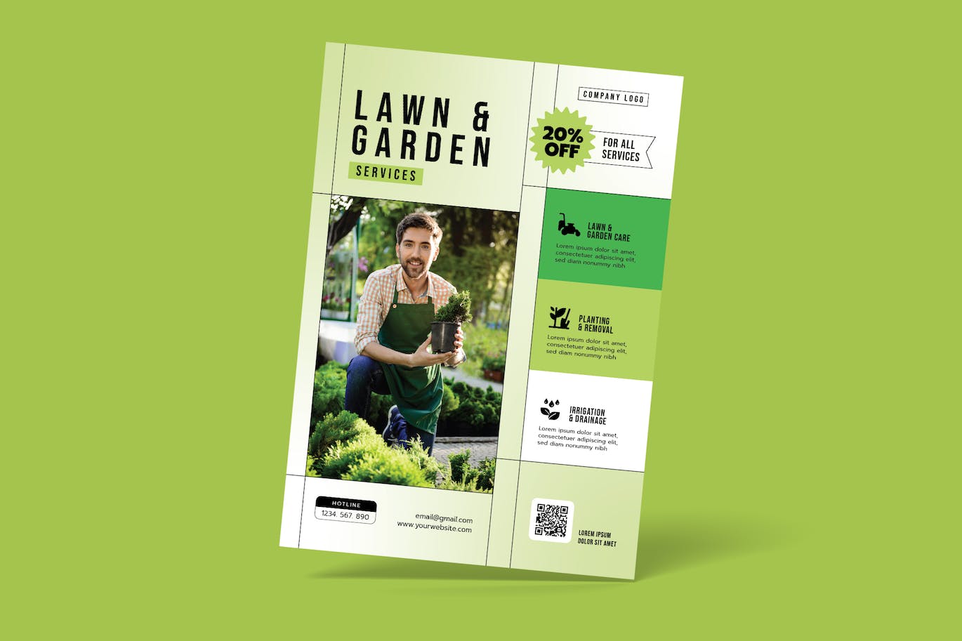 植物和园艺服务海报模板 Lawn and Garden Services Flyer