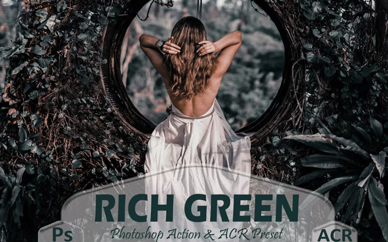 16款丰富的绿色Photoshop动作和ACR预设 16 Rich Green Photoshop Actions_