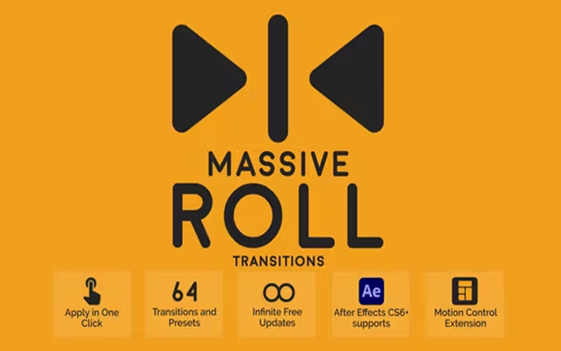 AE脚本预设包-64种滚动移动特效视频转场 Massive Roll Transitions_