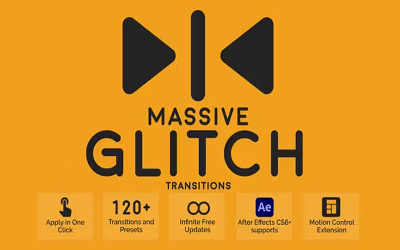 AE脚本预设包-120种故障毛刺特效视频转场 Massive Glitch Transitions_