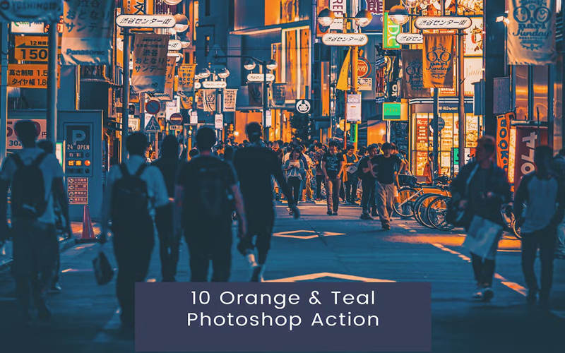 10 个橙色和青色的 Photoshop 调色动作 Aktionen in Orange und Blaugrün_