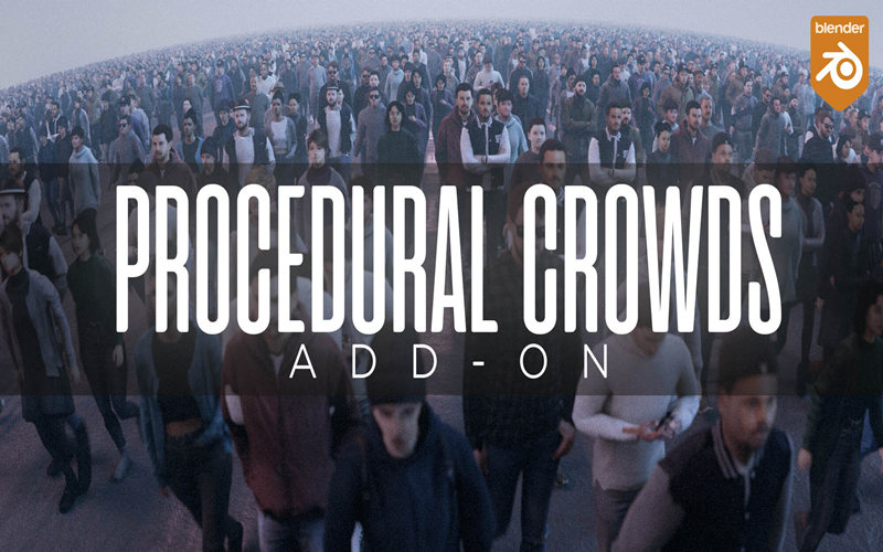 【Blender插件】Procedural Crowds 1.0.5程序性人群角色群体分布动画含预设库_