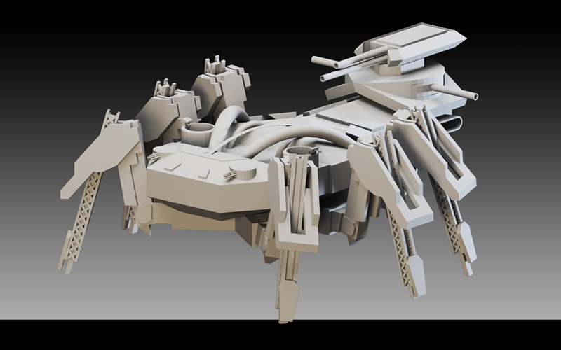 C4D高细节战争机器人3D模型武装机甲战斗机器人科幻机甲基础白模_