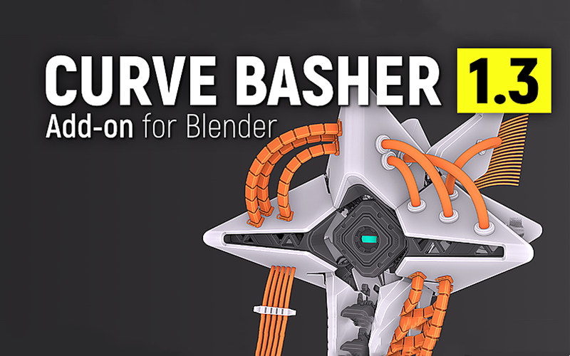 【Blender插件】Curve Basher 1.37 模型贝塞尔曲线阵列线缆_