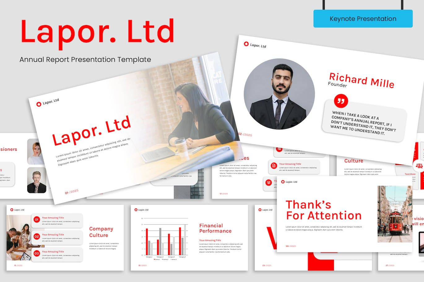 现代年度报告Keynote演示模板 Lapor &#8211; Modern Annual Report Presentation Template