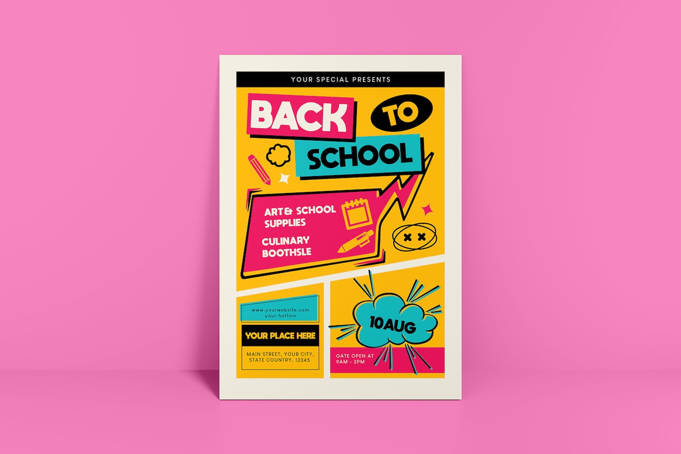 回到学校/神兽归位传单设计模板 Back To School Flyer