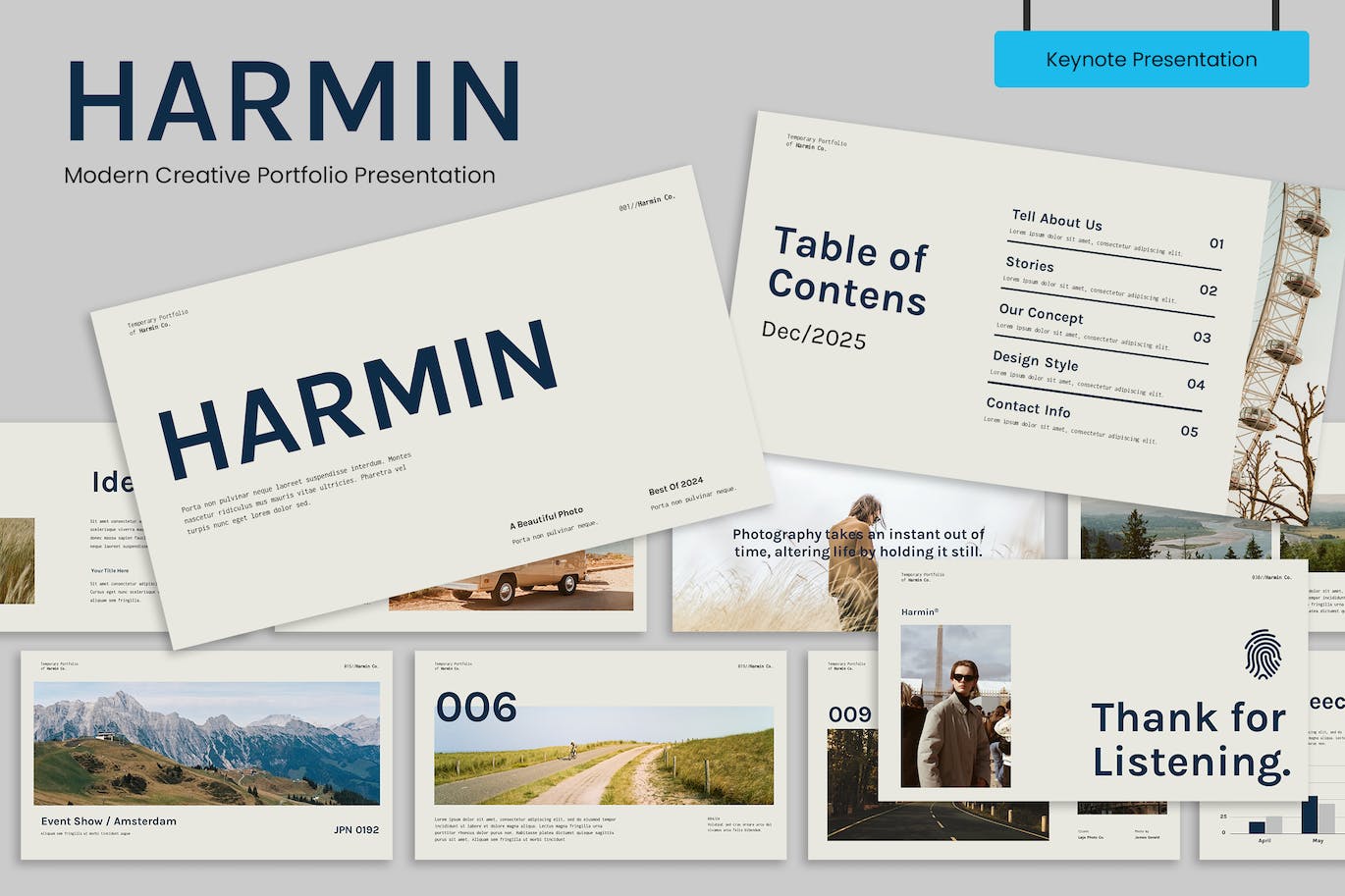 Harmin &#8211; 现代创意作品集展示Keynote模板 Harmin &#8211; Modern Creative Portfolio Presentation