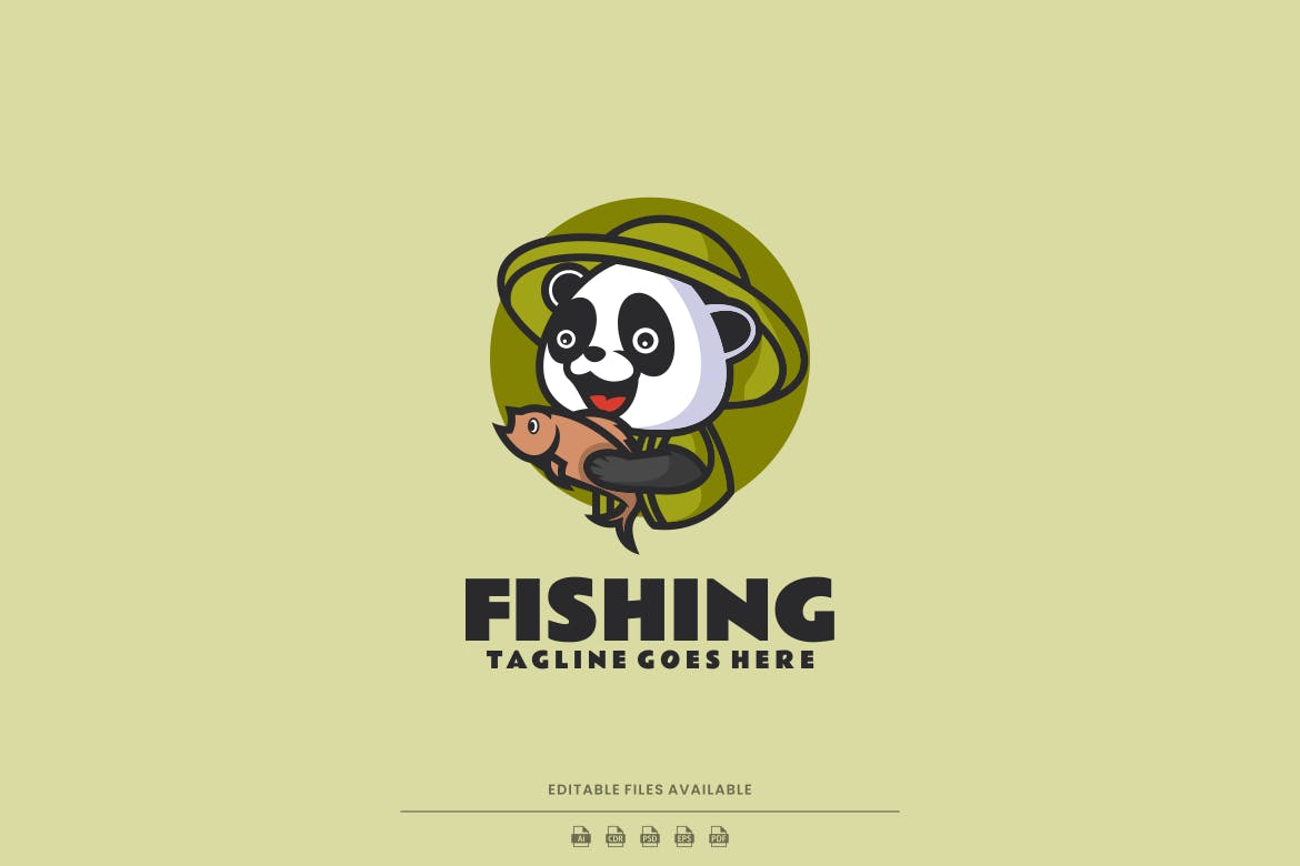 钓鱼吉祥物卡通标志 Fishing Mascot Cartoon Logo