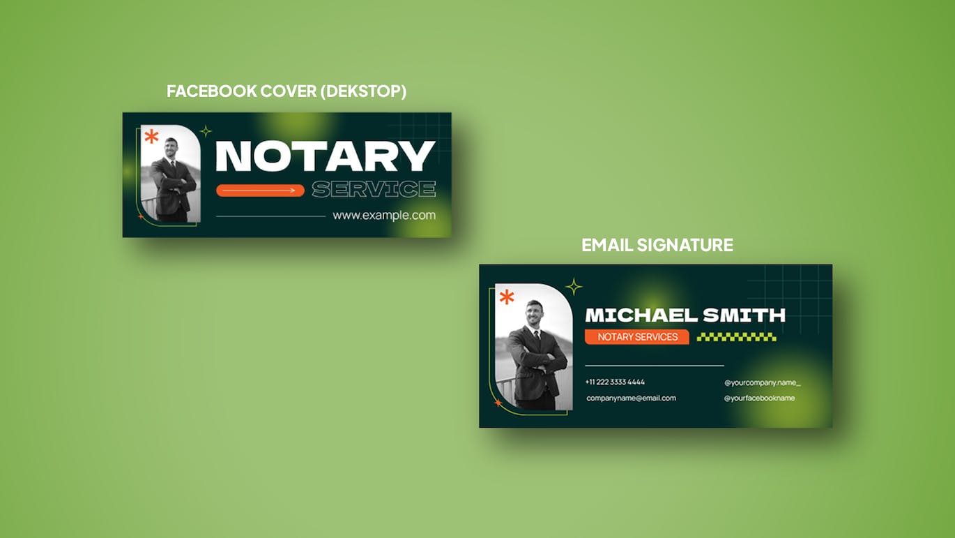 绿色渐变色公证服务传单套装003 Green Gradient Notary Service Flyer Set 003