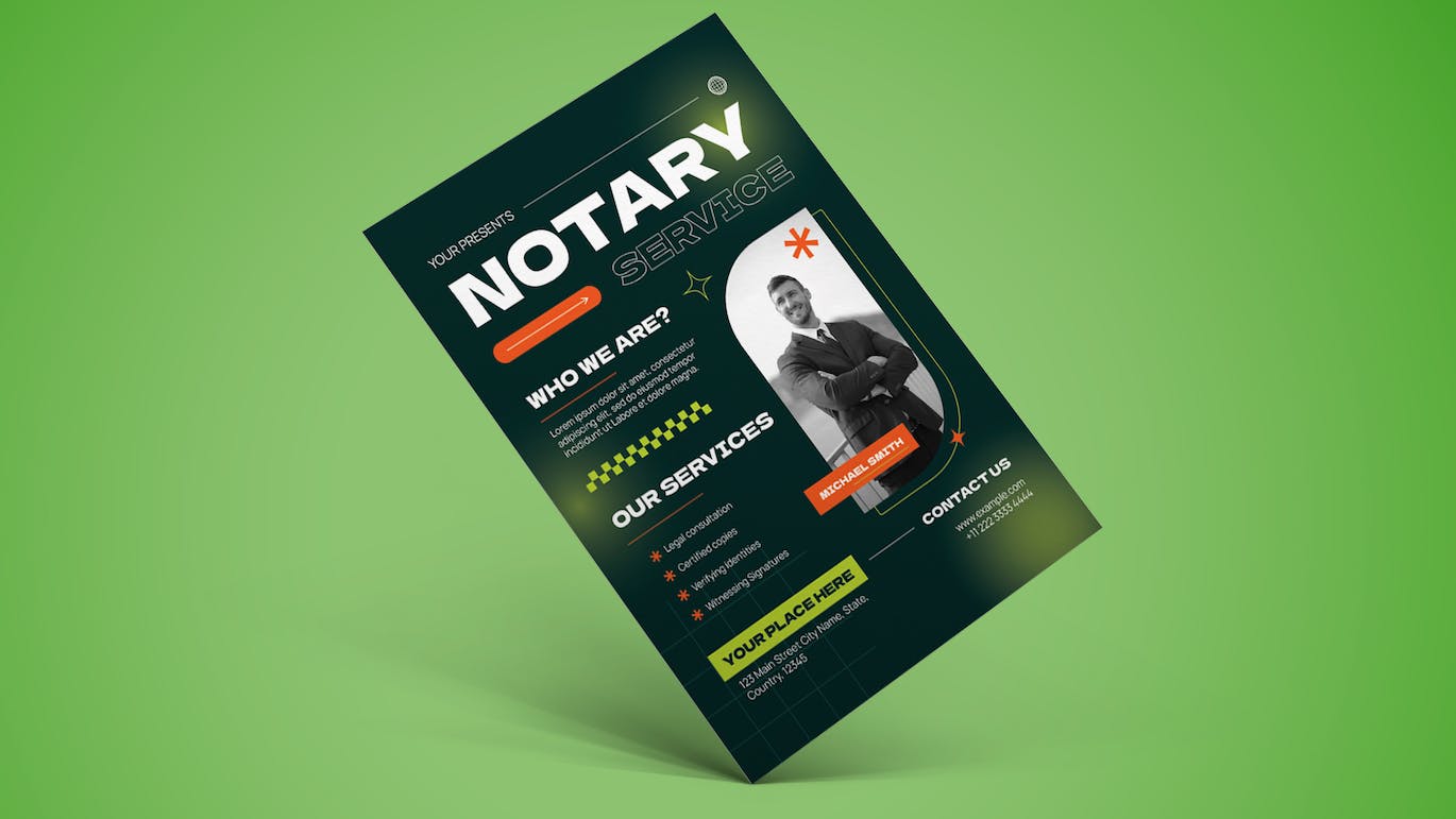 绿色渐变色公证服务传单套装003 Green Gradient Notary Service Flyer Set 003