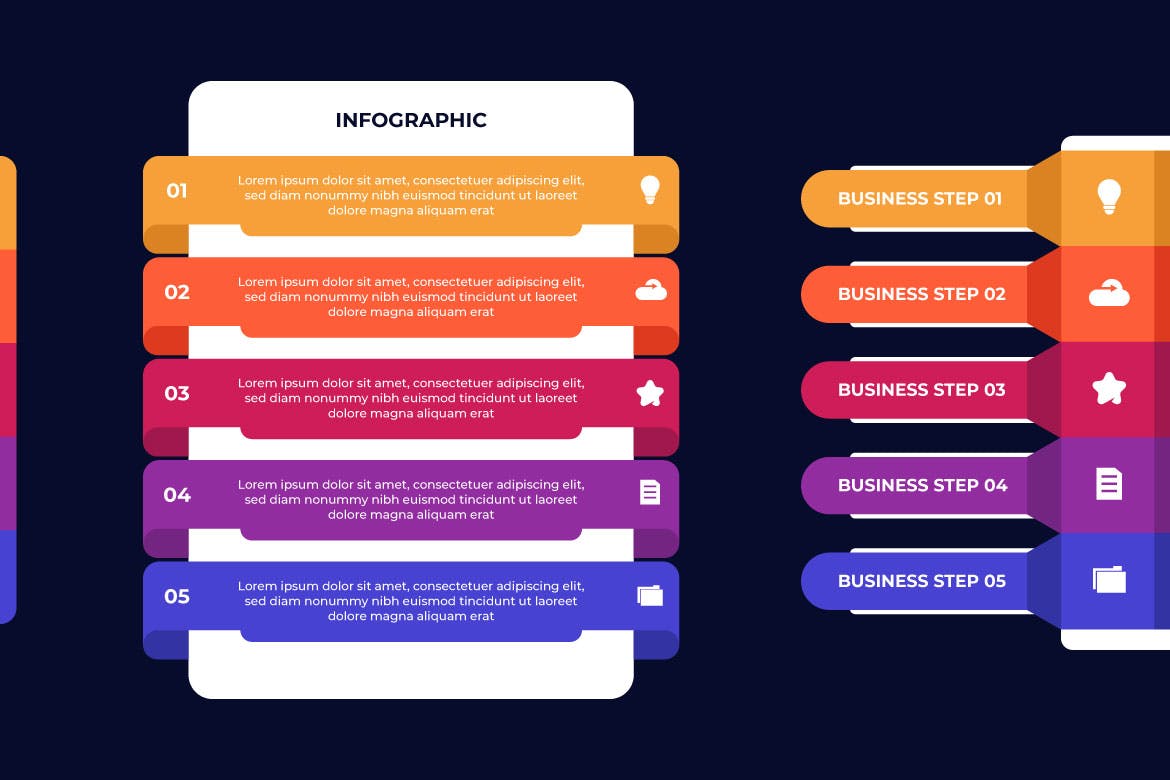 丰富多彩的业务步骤信息图表模板 Colorful Business Steps Infographic Template