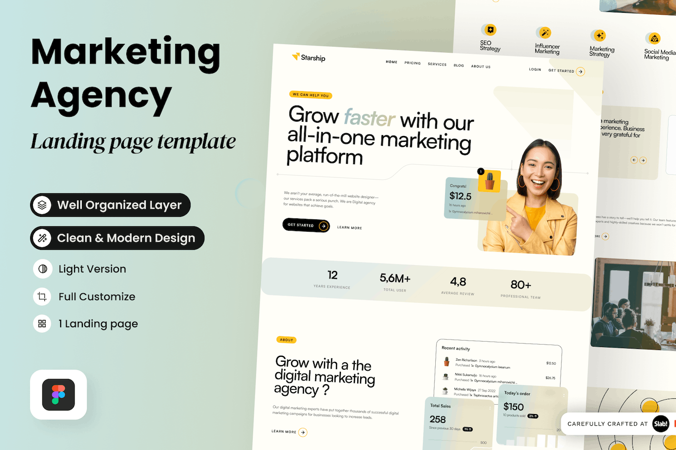 Starship &#8211; 营销机构着陆页UI设计模板 Starship &#8211; Marketing Agency